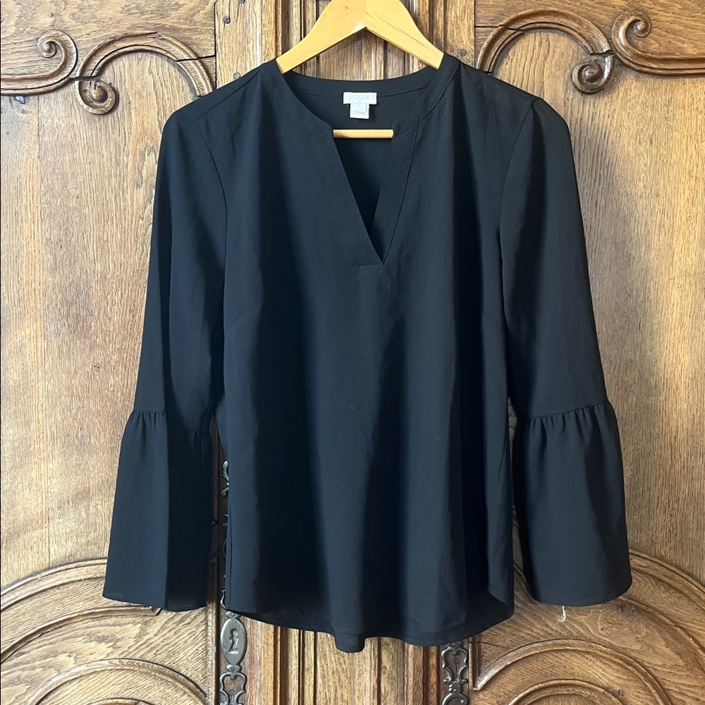 J. Crew Bell Sleeve V Neck Blouse - Picture 2 of 14